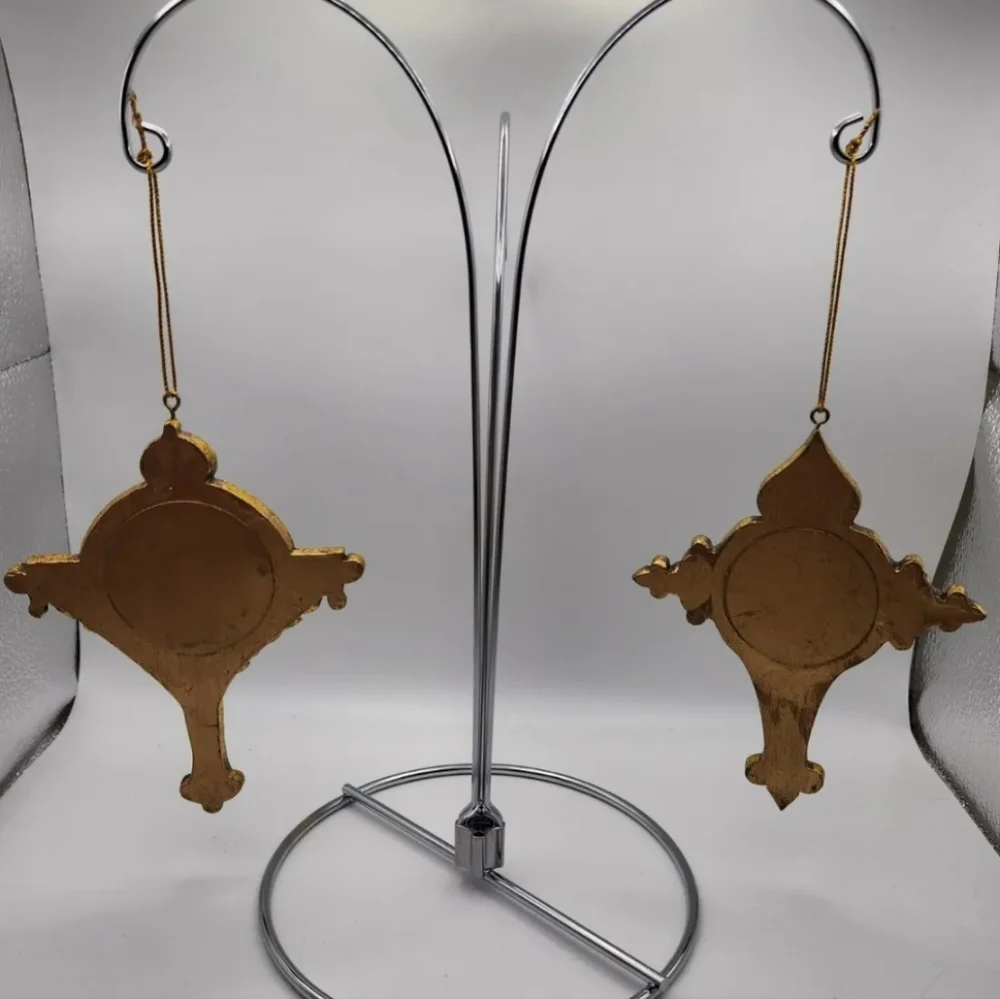 Christmas Ornament, Set of 2 Gold, with mirrors